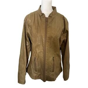 Vintage Merien Hall Vegan Brown Leather Biker Bomber Jacket Women's Medium